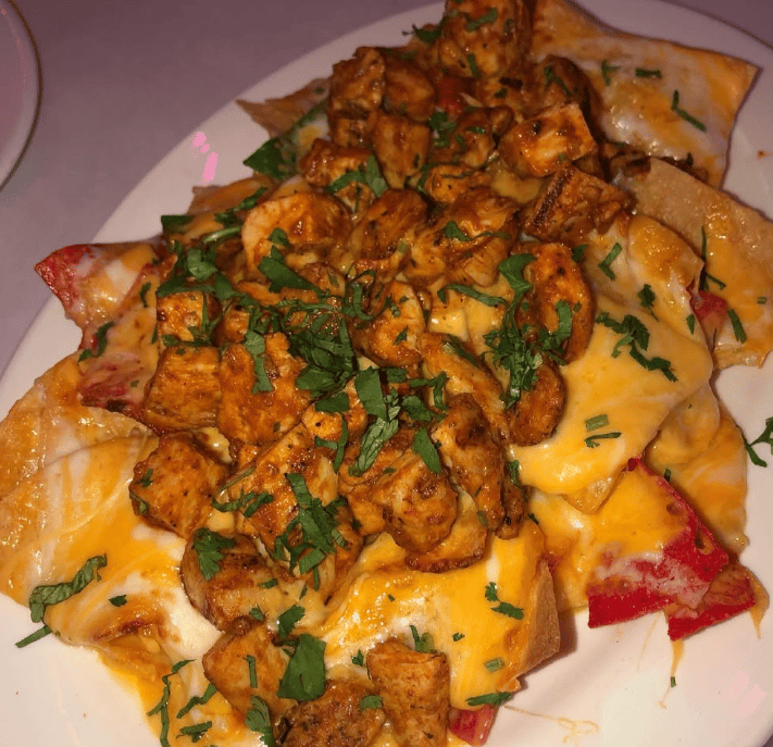 Traditional Mexican dish garnished with fresh cilantro